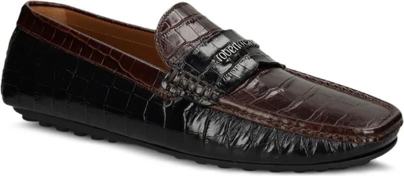 Roberto Cavalli crocodile-effect leather loafers Zwart - Foto 4