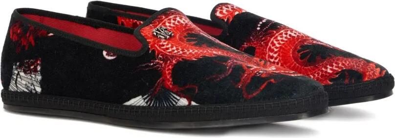 Roberto Cavalli Fluwelen loafers met print Zwart - Foto 5