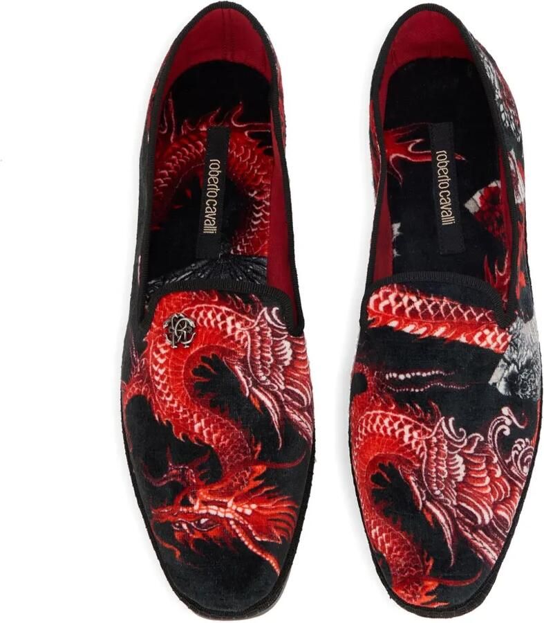 Roberto Cavalli Fluwelen loafers met print Zwart - Foto 2