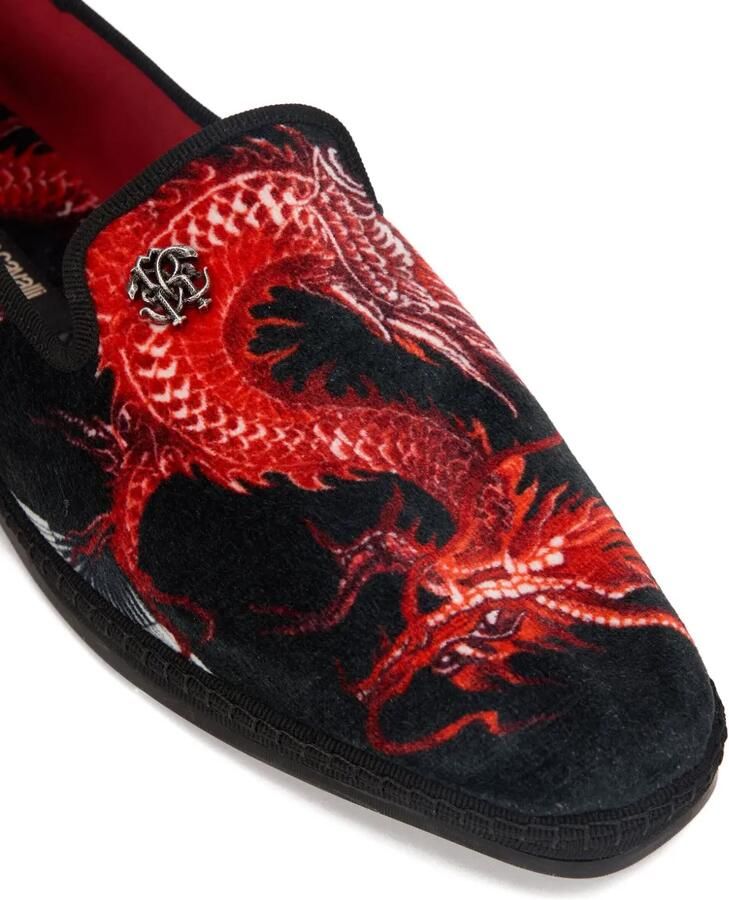 Roberto Cavalli Fluwelen loafers met print Zwart - Foto 3