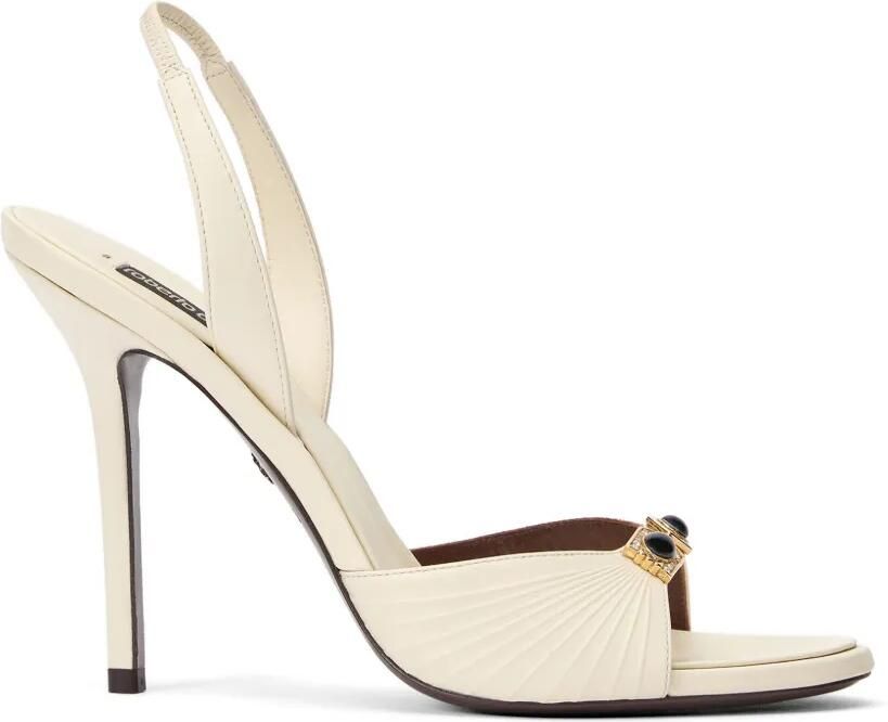 Roberto Cavalli Geplooide sandalen verfraaid met juwelen Beige