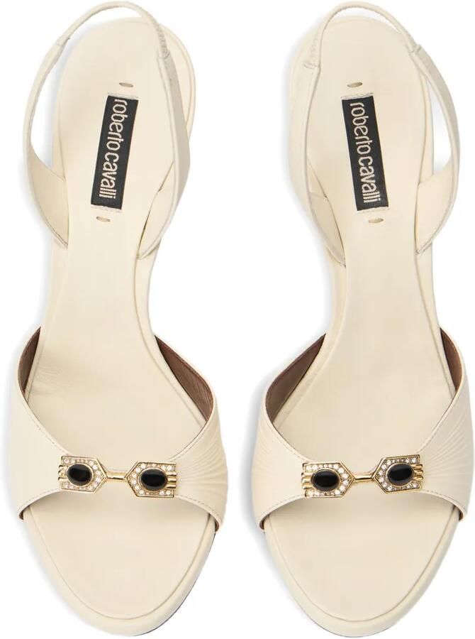 Roberto Cavalli Geplooide sandalen verfraaid met juwelen Beige - Foto 3