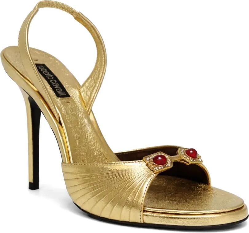 Roberto Cavalli Geplooide sandalen verfraaid met juwelen Goud - Foto 3