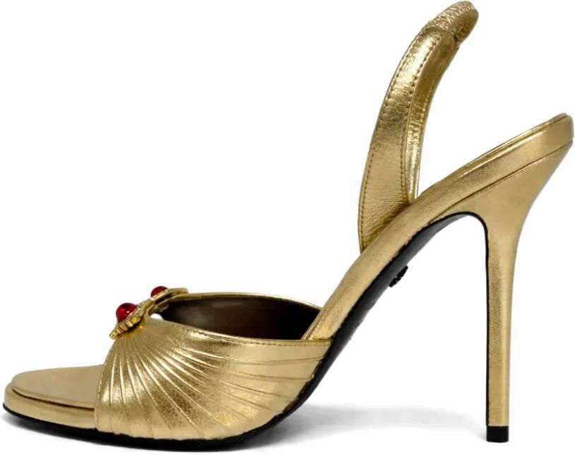 Roberto Cavalli Geplooide sandalen verfraaid met juwelen Goud - Foto 4