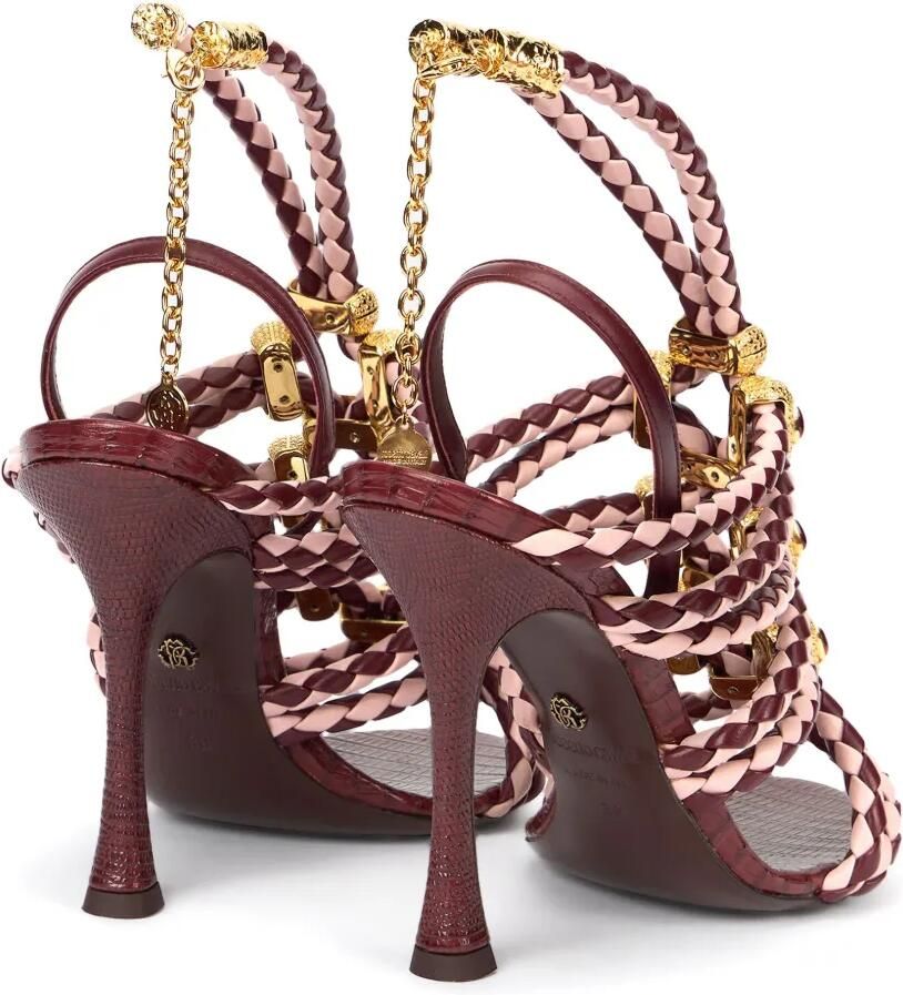 Roberto Cavalli Gevlochten leren sandalen verfraaid met kristallen Rood - Foto 2