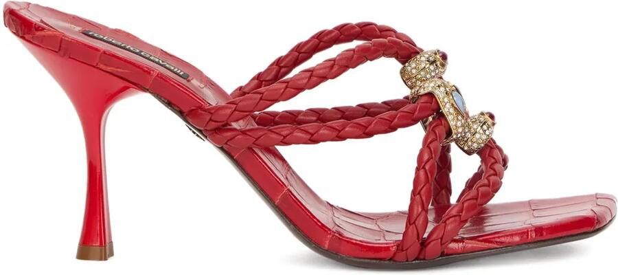 Roberto Cavalli Gevlochten sandalen verfraaid met kristallen Rood