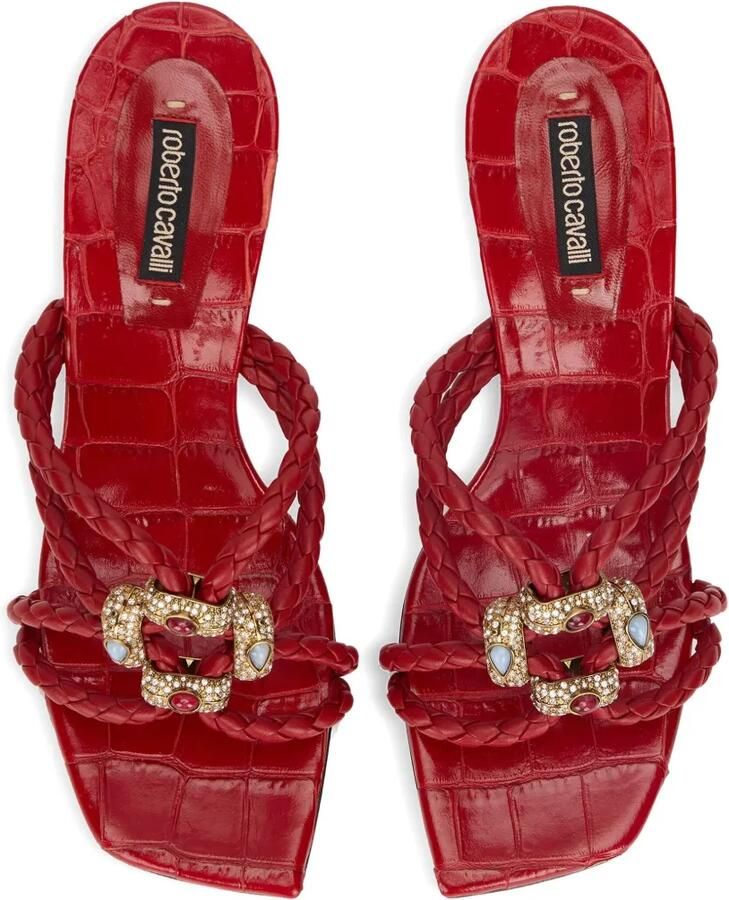 Roberto Cavalli Gevlochten sandalen verfraaid met kristallen Rood - Foto 3