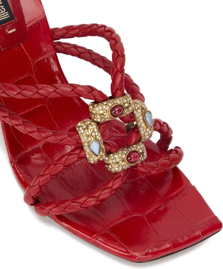 Roberto Cavalli Gevlochten sandalen verfraaid met kristallen Rood - Foto 2