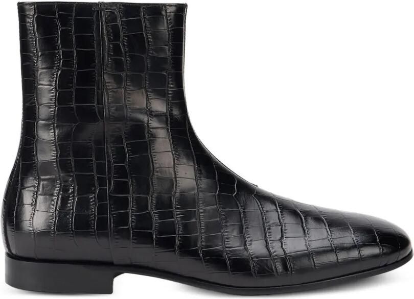 Roberto Cavalli Leren laarzen met krokodillen-reliëf Zwart