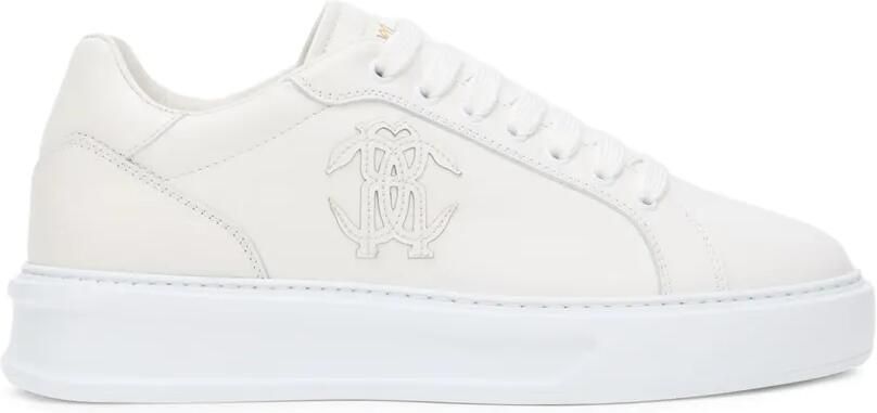 Roberto Cavalli Leren low-top sneakers met logo-patch Wit