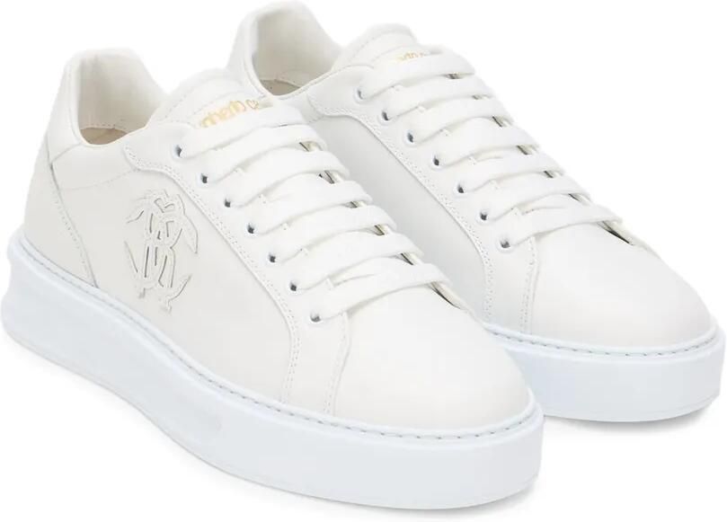 Roberto Cavalli Leren low-top sneakers met logo-patch Wit - Foto 3