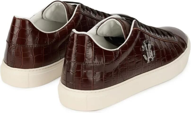 Roberto Cavalli Leren low-top sneakers met monogram en krokodillen-reliëf Bruin - Foto 4