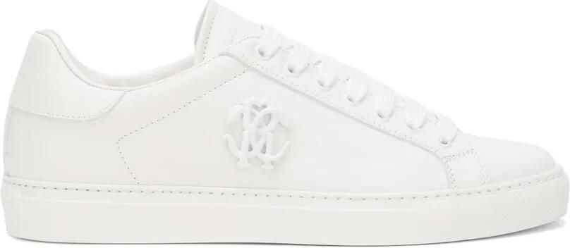 Roberto Cavalli Leren low-top sneakers met monogram-plakkaat Wit