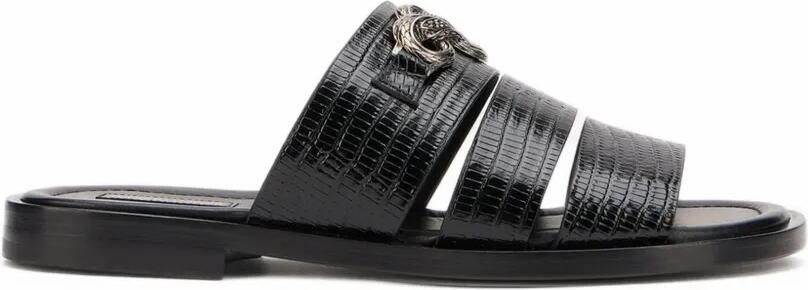 Roberto Cavalli Leren sandalen met gesp Zwart
