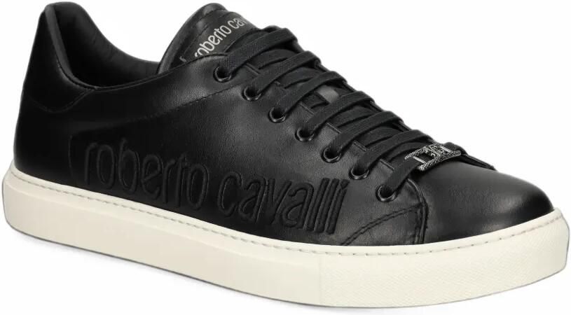 Roberto Cavalli logo-embossed leather sneakers Zwart - Foto 3