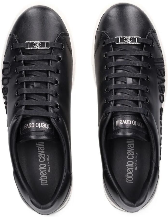 Roberto Cavalli logo-embossed leather sneakers Zwart - Foto 2