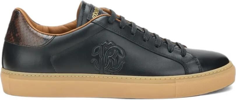 Roberto Cavalli logo-embossed snakeskin-effect sneakers Zwart