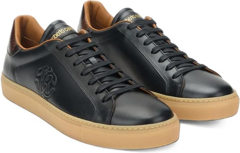 Roberto Cavalli logo-embossed snakeskin-effect sneakers Zwart - Foto 4