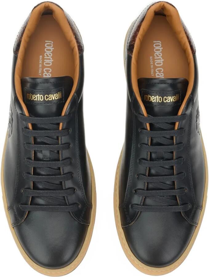 Roberto Cavalli logo-embossed snakeskin-effect sneakers Zwart - Foto 2
