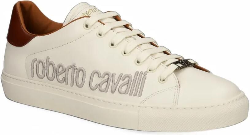 Roberto Cavalli logo-embroidered leather sneakers Beige - Foto 4
