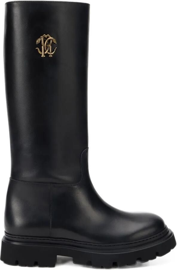 Roberto Cavalli logo-plaque leather boots Zwart