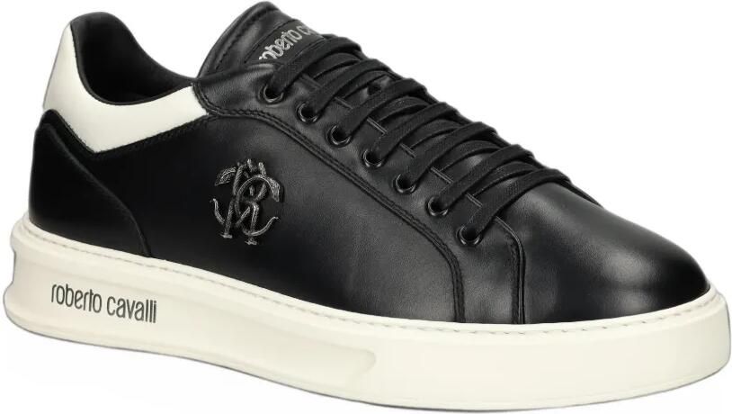 Roberto Cavalli logo-plaque leather sneakers Zwart - Foto 4