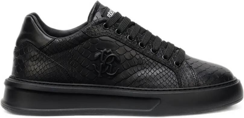 Roberto Cavalli Low-top sneakers met slangenleer-effect Zwart