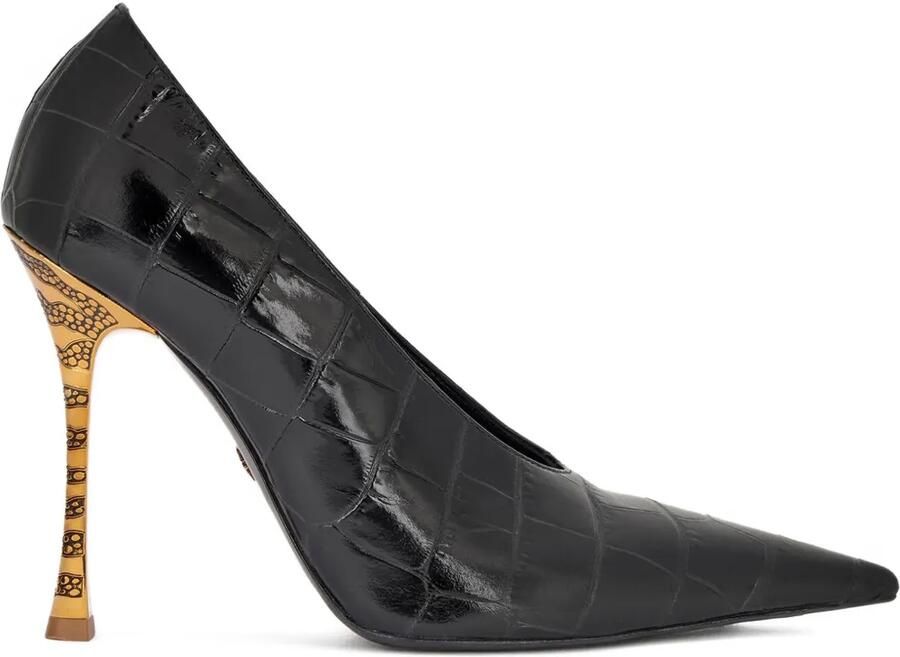 Roberto Cavalli Pumps met krokodillen-reliëf en puntige neus Zwart