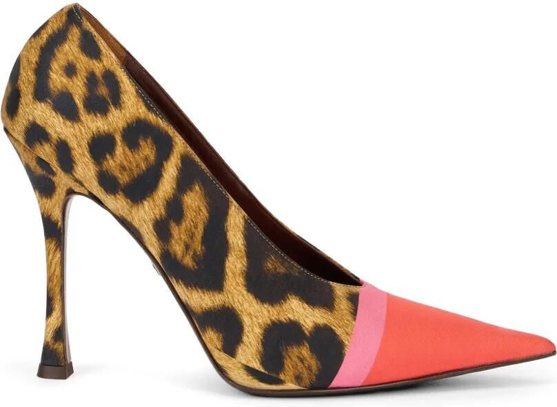 Roberto Cavalli Pumps met puntige neus en dierenprint Bruin