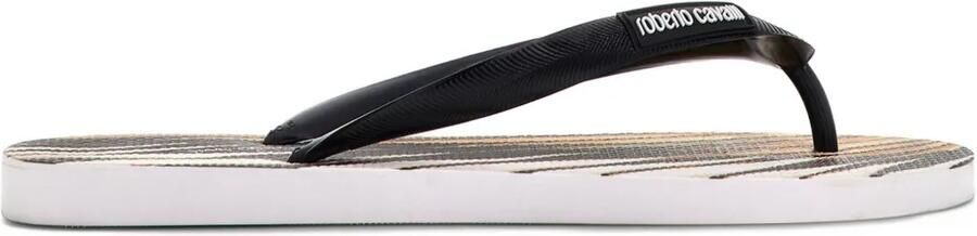 Roberto Cavalli Ray Gold teenslippers met print Zwart