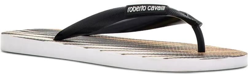 Roberto Cavalli Ray Gold teenslippers met print Zwart - Foto 4