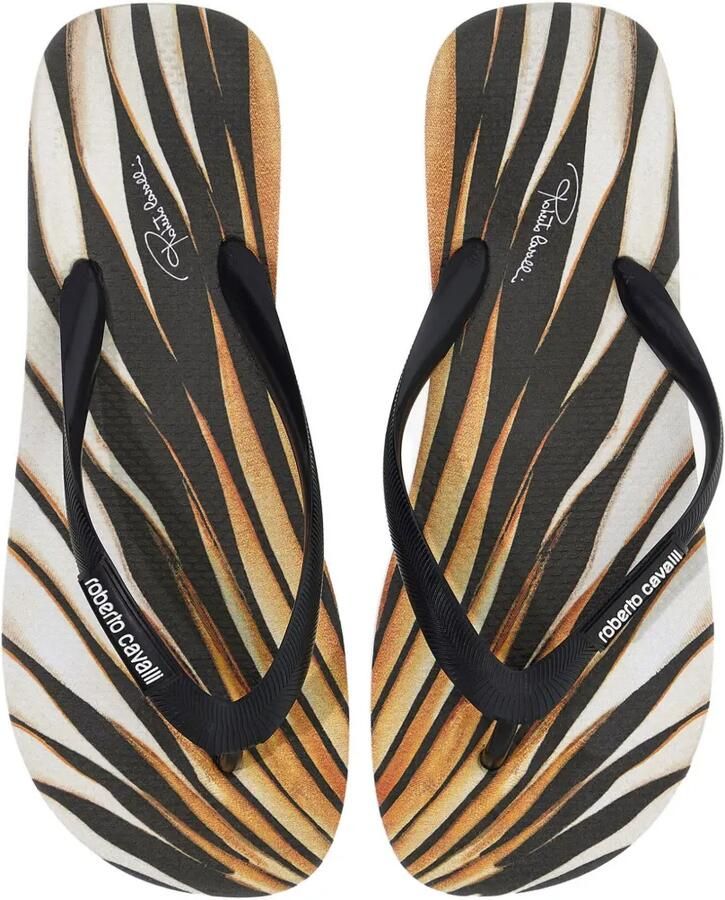 Roberto Cavalli Ray Gold teenslippers met print Zwart - Foto 2