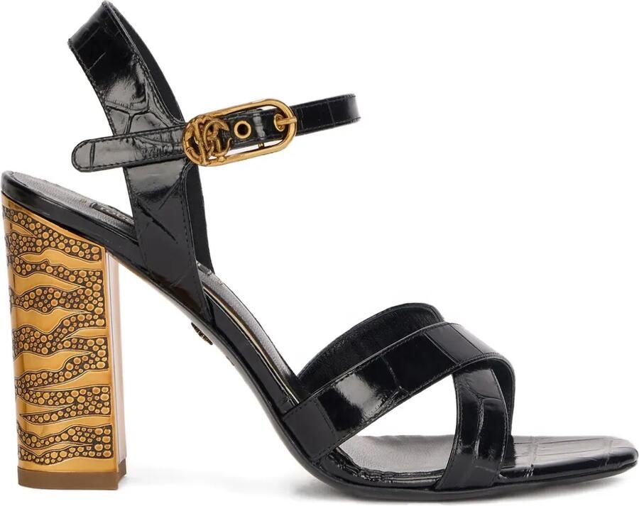Roberto Cavalli Sandalen met gekruiste bandjes en krokodillen-reliëf Zwart