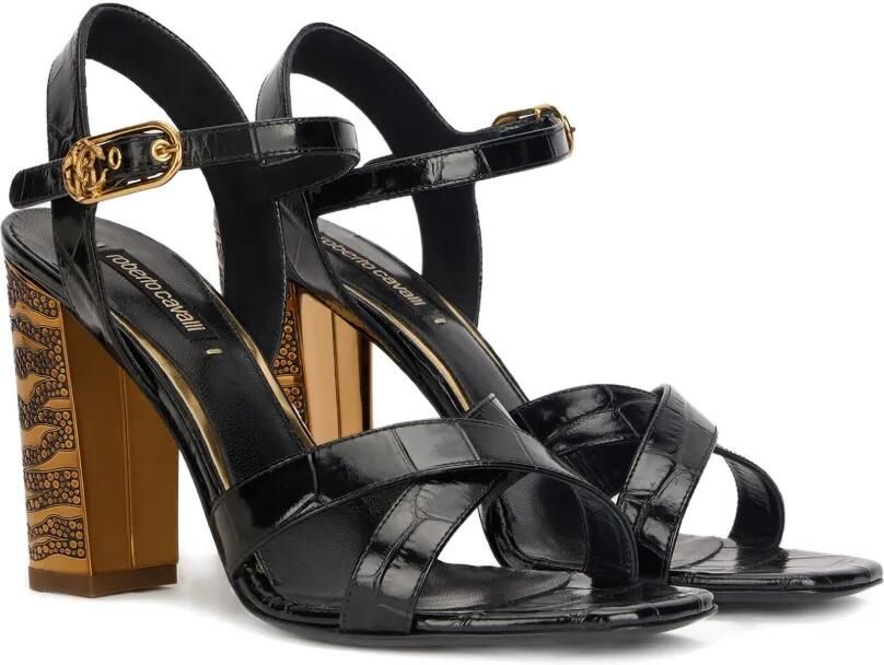 Roberto Cavalli Sandalen met gekruiste bandjes en krokodillen-reliëf Zwart - Foto 5