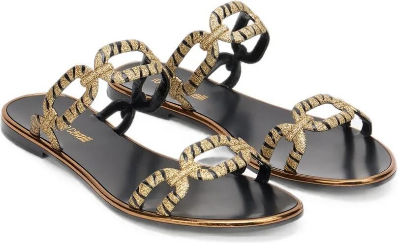 Roberto Cavalli Sandalen met ketting en tijger-print Goud - Foto 3