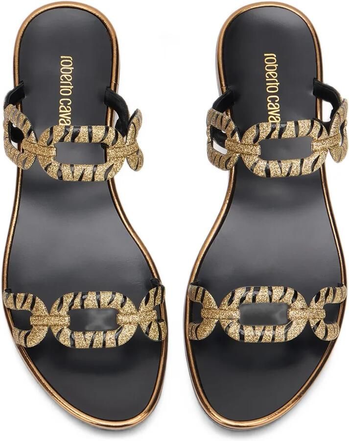 Roberto Cavalli Sandalen met ketting en tijger-print Goud - Foto 2