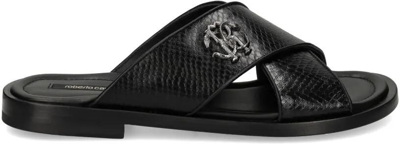Roberto Cavalli Sandalen met slangen-effect Zwart