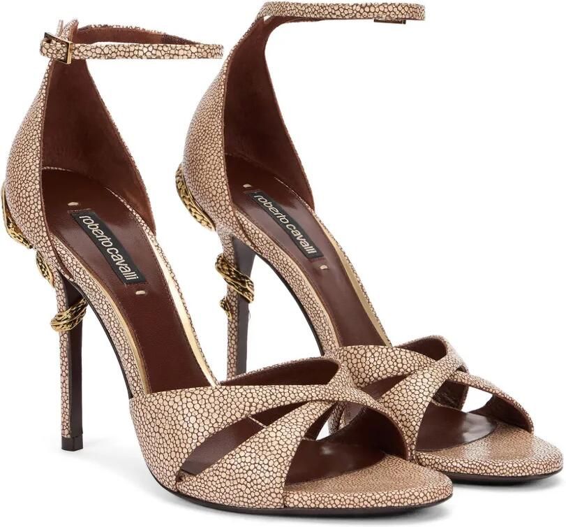 Roberto Cavalli Sandalen met slangenpatroon en stingray-effect Beige - Foto 4