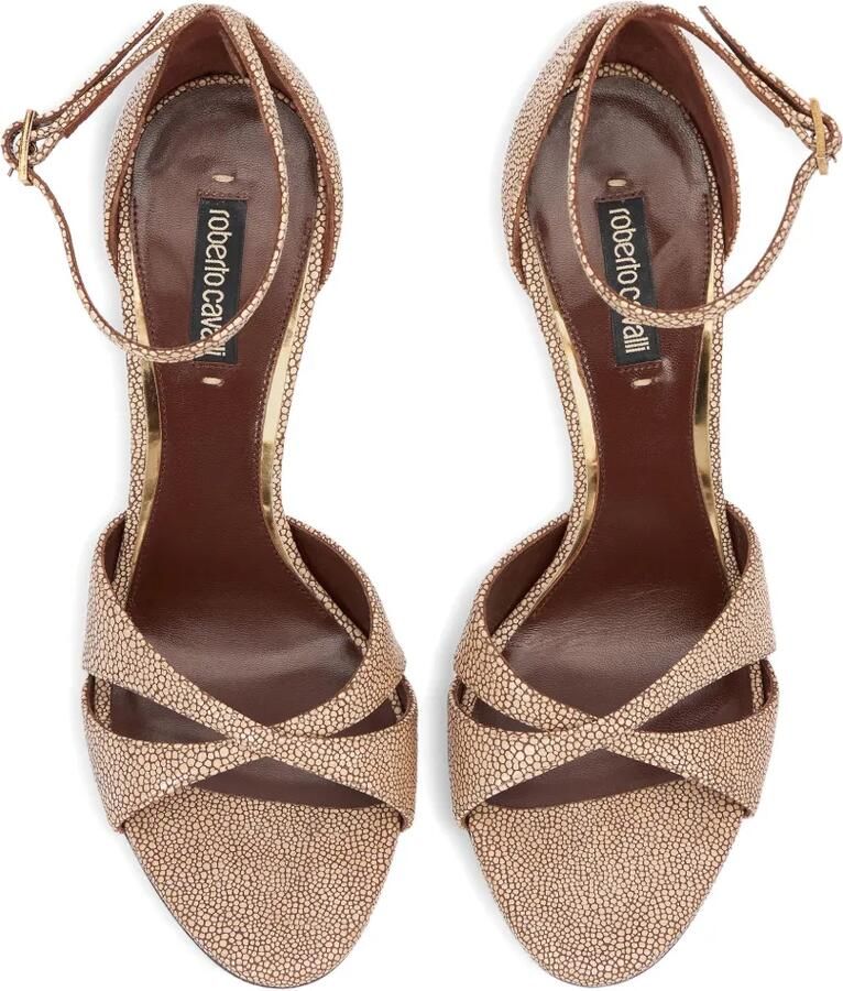 Roberto Cavalli Sandalen met slangenpatroon en stingray-effect Beige - Foto 2