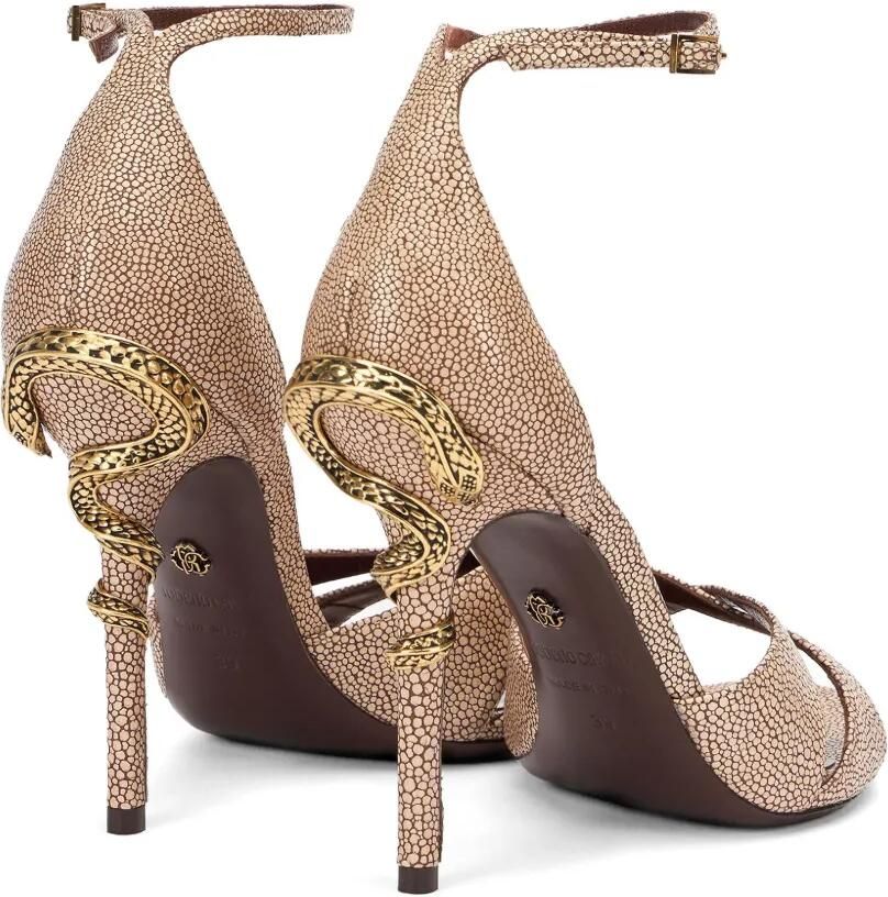 Roberto Cavalli Sandalen met slangenpatroon en stingray-effect Beige - Foto 3