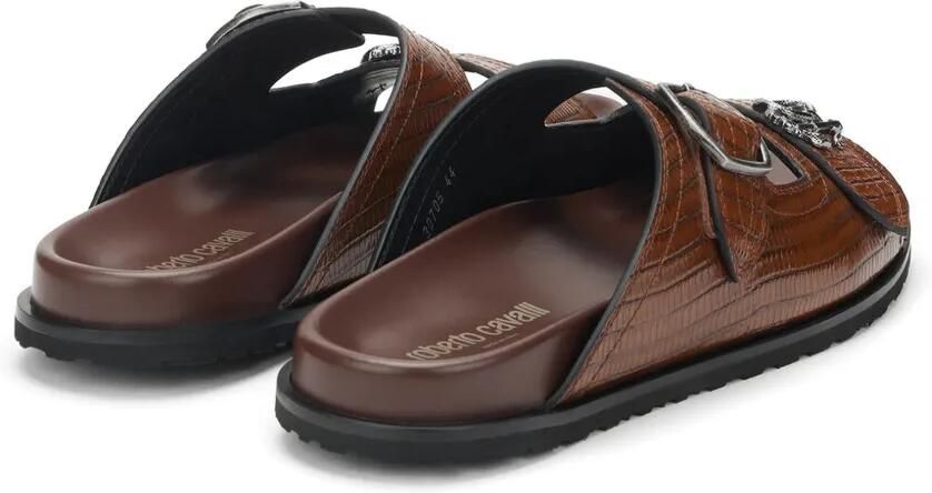 Roberto Cavalli Slippers met gespsluiting en krokodillen-reliëf Bruin - Foto 3
