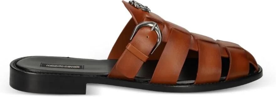 Roberto Cavalli Slippers met logopatch Bruin