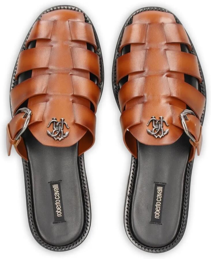 Roberto Cavalli Slippers met logopatch Bruin - Foto 2