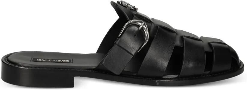 Roberto Cavalli Slippers met logopatch Zwart