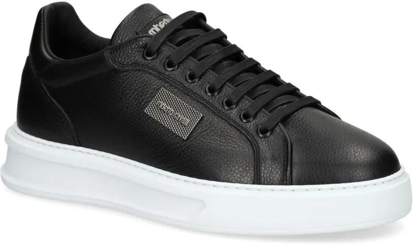 Roberto Cavalli Sneakers met leren plakkaat Zwart