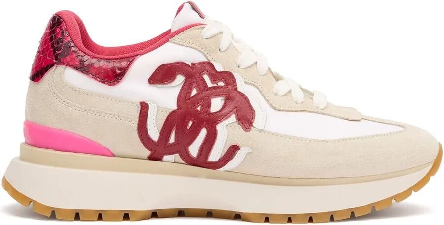 Roberto Cavalli Sneakers met vlakken en pythonprint Beige