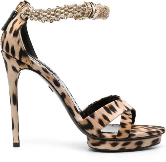 Roberto Cavalli Sandalen met luipaardprint Beige