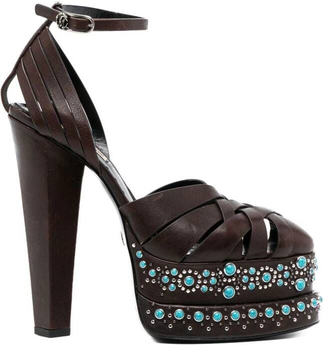 Roberto Cavalli Sandalen met plateauzool Bruin
