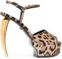 Roberto Cavalli Tiger Tooth sandalen met luipaardprint Beige - Thumbnail 1