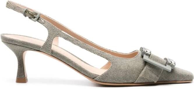 Roberto Festa Atena slingback pumps met kristallen gesp Groen